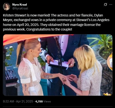 Kristen Stewart Marriage With Girlfriend: प्रसिद्ध अभिनेत्रीनं गर्लफ्रेंडसोबतच गुपचूप बांधली लग्नगाठ, 6 वर्षांपासूनच्या प्रेमाला दिलं नाव; PHOTOs