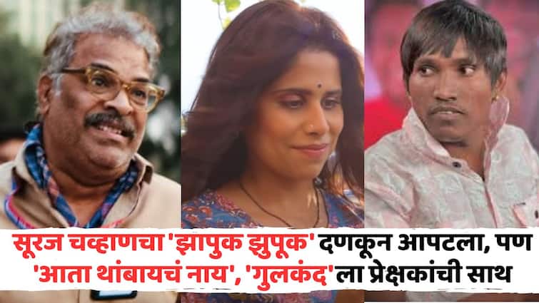 Zapuk Zupuk Box Office Collection: सूरज चव्हाणचा 'झापुक झुपूक' दणकून आपटला, पण 'आता थांबायचं नाय', 'गुलकंद'ला प्रेक्षकांची साथ; बॉक्स ऑफिसवर किती कमाई? Suraj Chavan Zapuk Zupuk Box Office Collection bharat jadhav ata thambaycha naay and samir Choughule gulkand Marathi movie Zapuk Zupuk Box Office Collection: सूरज चव्हाणचा 'झापुक झुपूक' दणकून आपटला, पण 'आता थांबायचं नाय', 'गुलकंद'ला प्रेक्षकांची साथ; बॉक्स ऑफिसवर किती कमाई?