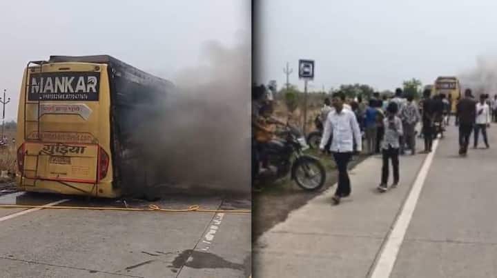 सूत्रांकडून मिळालेल्या माहितीनुसार, पुण्यातून मध्यप्रदेशकडे जात असलेल्या मध्यप्रदेशातील एक खासगी ट्रॅव्हल्स बसला ही आग लागल्याची घटना घडली आहे.