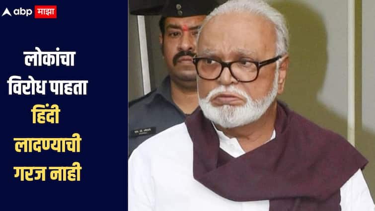 Minister Chhagan Bhujbal reaction regarding the Hindi language crisis Nashik लोकांचा विरोध पाहता हिंदीचा दबाव टाकणं योग्य नाही, पहिलीपासून तीन भाषा दिल्या तर कठीण होईल : भुजबळ